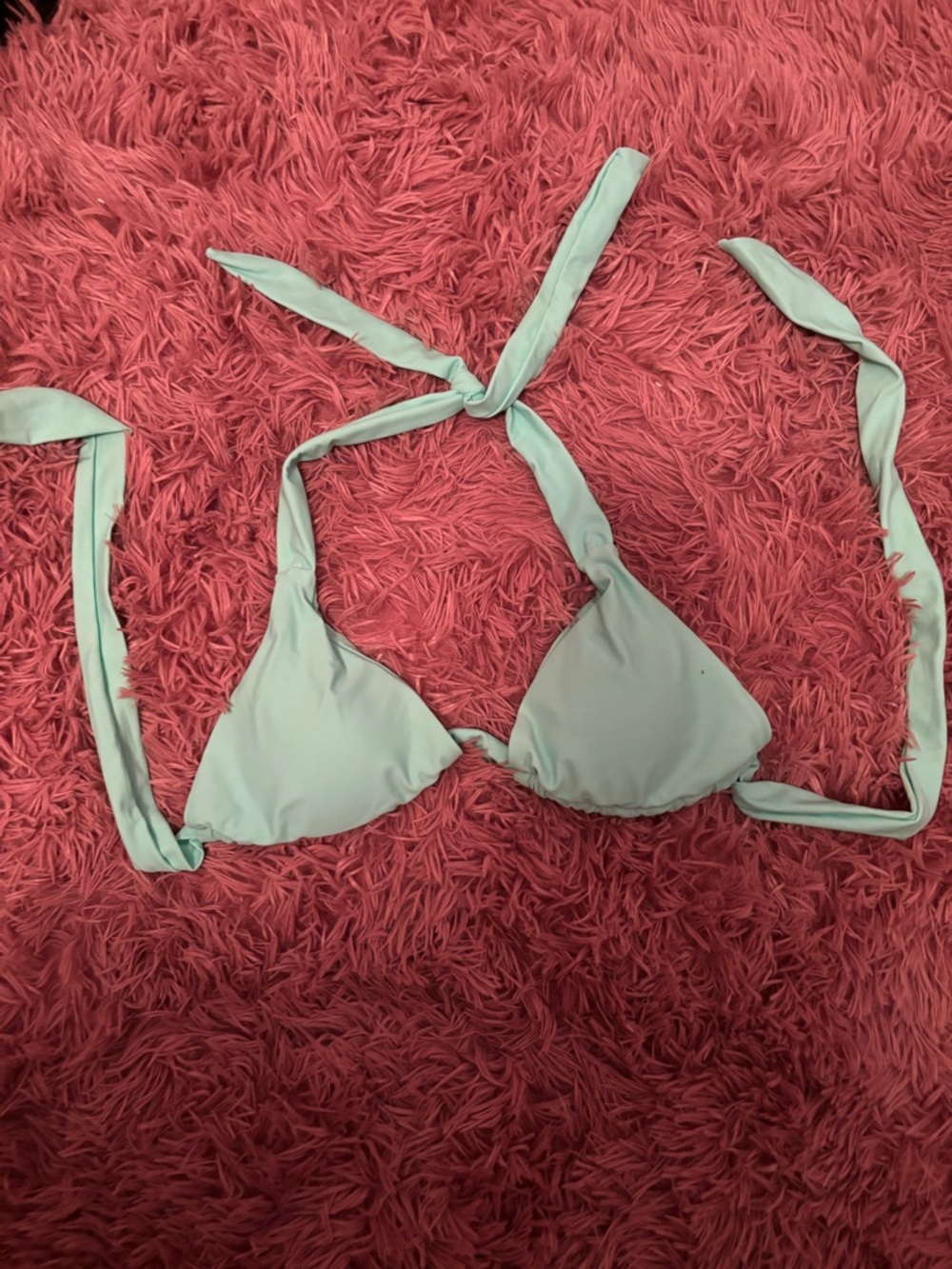 SHEIN Mint Green Ruched Triangle Bikini Top
